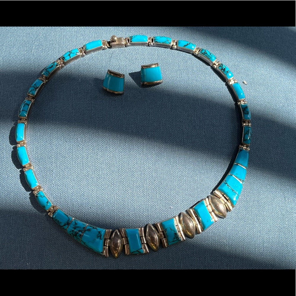 Authentic Turquoise and Silver with Matching earrings
